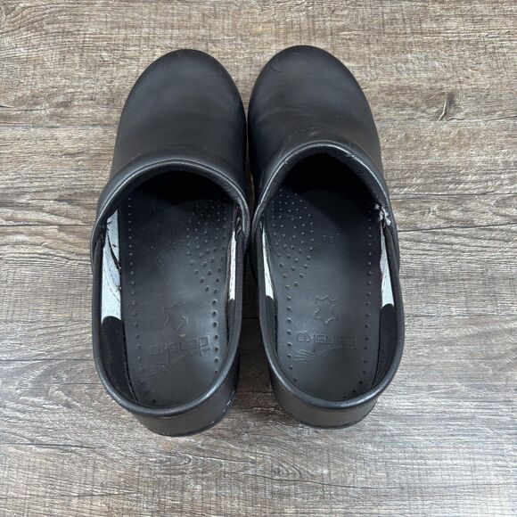 Dansko Professional Shoes Womens Size 38 Black Leather Clogs Nursing Slip On - Picture 7 of 9